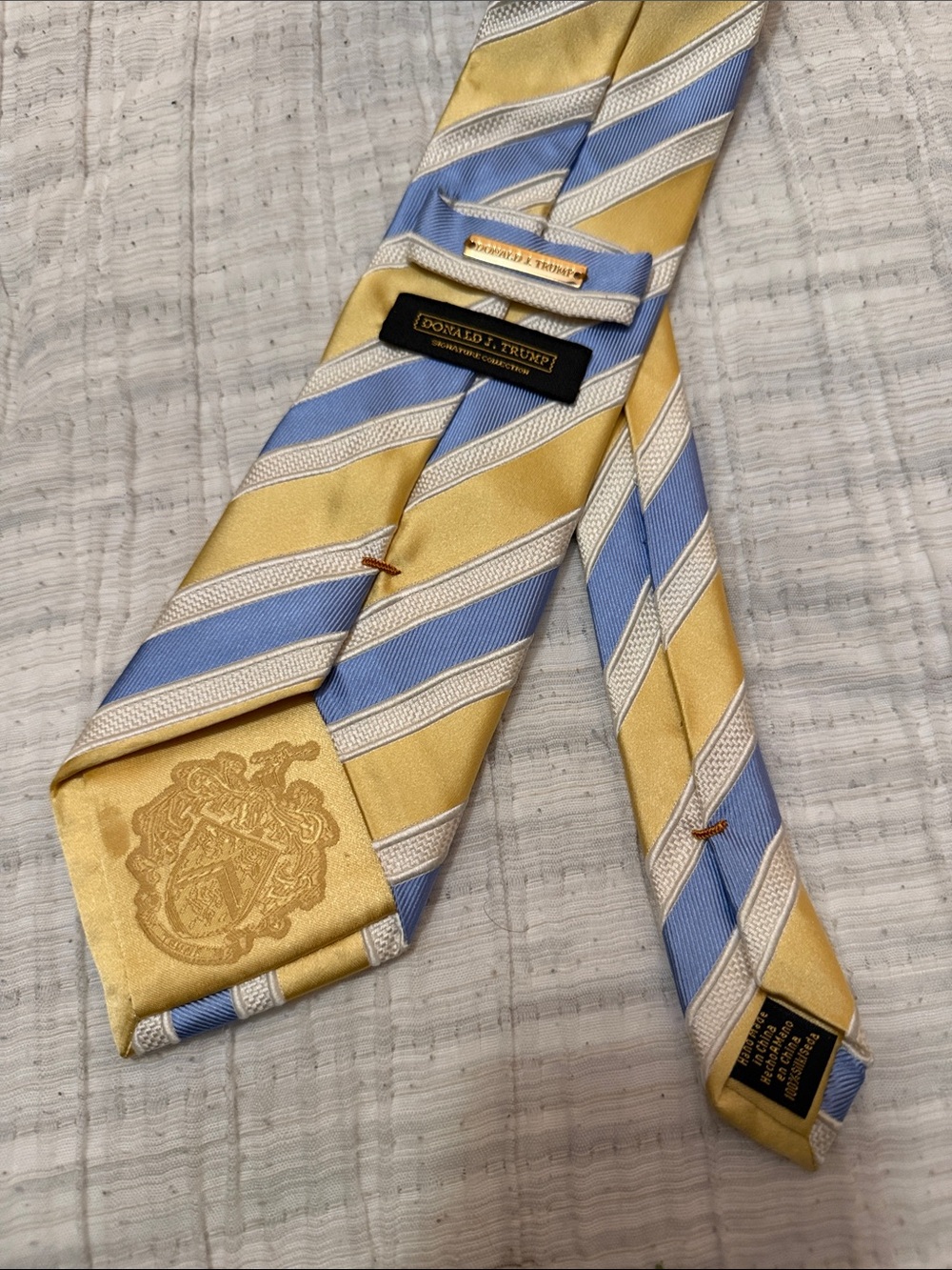 Donald J. Trump Yellow & Light Blue Striped Silk Tie